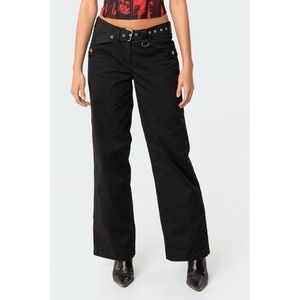 NWT Edikted Women’s Black Sia Low Rise Cargo Pants Size Medium